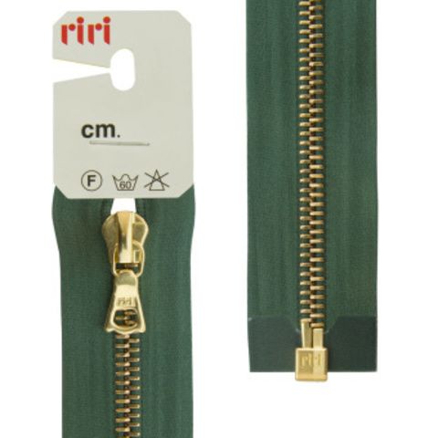 Молния металл Riri на атласной тесьме, 6 мм,  цвет 5861, зеленый холодный
