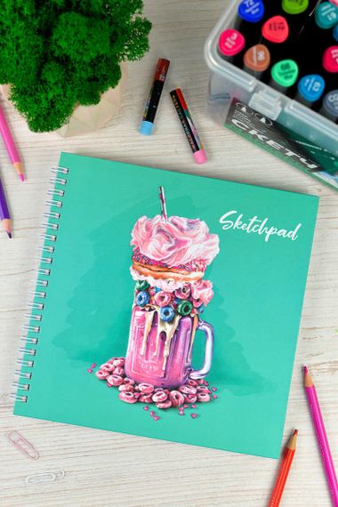 Скетчпад 195х195 мм, 80 л, блок - белый офсет 100 г/м², арт. 62842