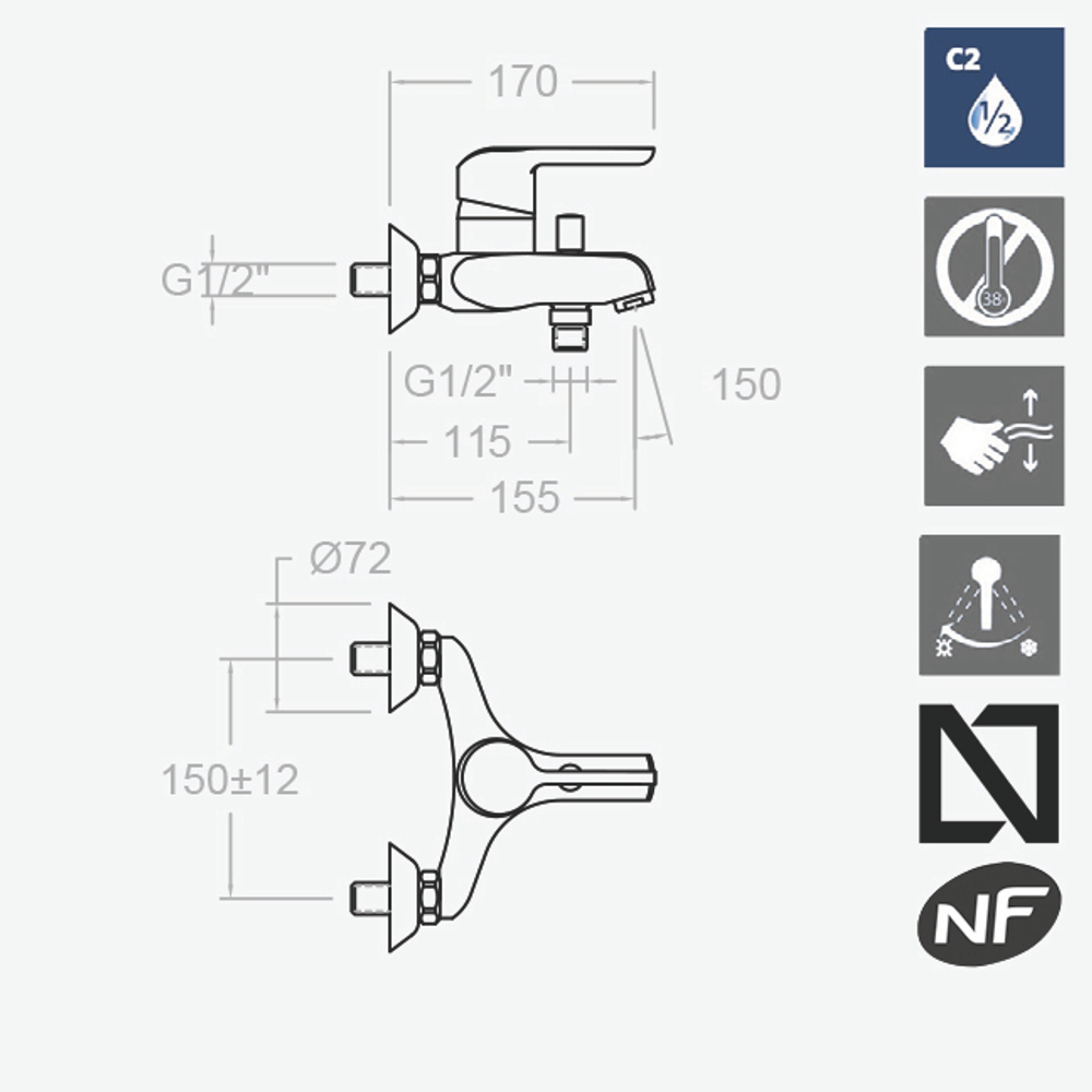 СНЯТ Смеситель для ванны YPSILON 6605NS