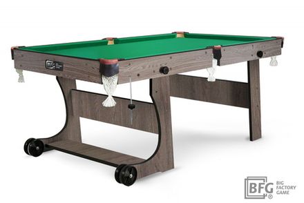 Бильярд BFG Compact Light 5 (Анкор) (РП, анкор темный (ЛДСП), ЛДСП_16, Manchester 45 Yellow green ш1,98м, Х/б сетка)