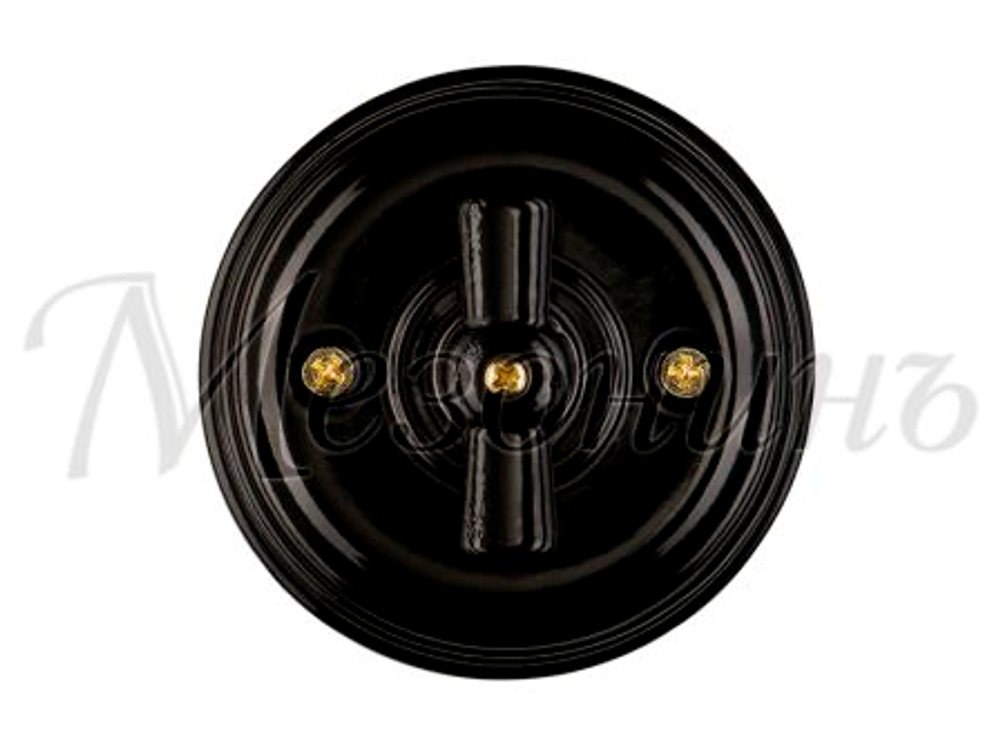 Выключатель фарфоровый ретро, черный, МезонинЪ, GE70404-05 / 1 Группа света, проходной