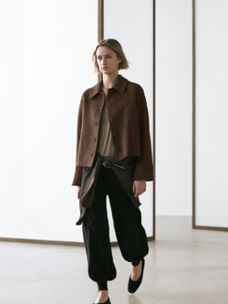 Massimo Dutti Кардиган из шерсти альпака с рубашечным воротником, темно-зеленый