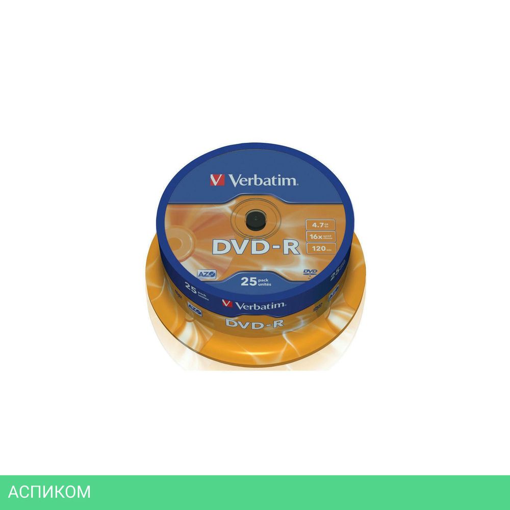DVD-R диск Verbatim 4.7Gb 16x Cake Box 25шт (43522)