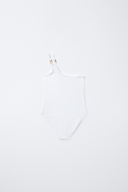 ZARA КУПАЛЬНИК ИЗ КРУЖЕВА КРОШЕ, БЕЛЫЙ