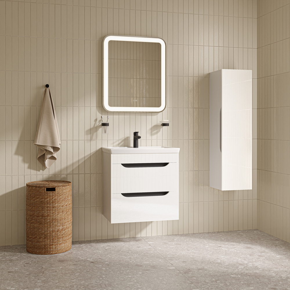 Тумба с умывальником IDDIS Ray, подвесная, 60 см, белый, RAY60W0i95K