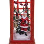 Сувенир с подсветкой Christmas «Телефонная будка - Дед Мороз с ёлками» 12,5х5,3х5,3 см