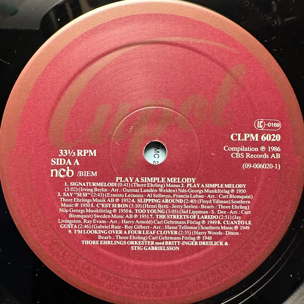 Thore Ehrlings Orkester Med Britt-Inger Dreilick & Stig Gabrielsson - Play A Simple Melody (Швеция 1986г.)