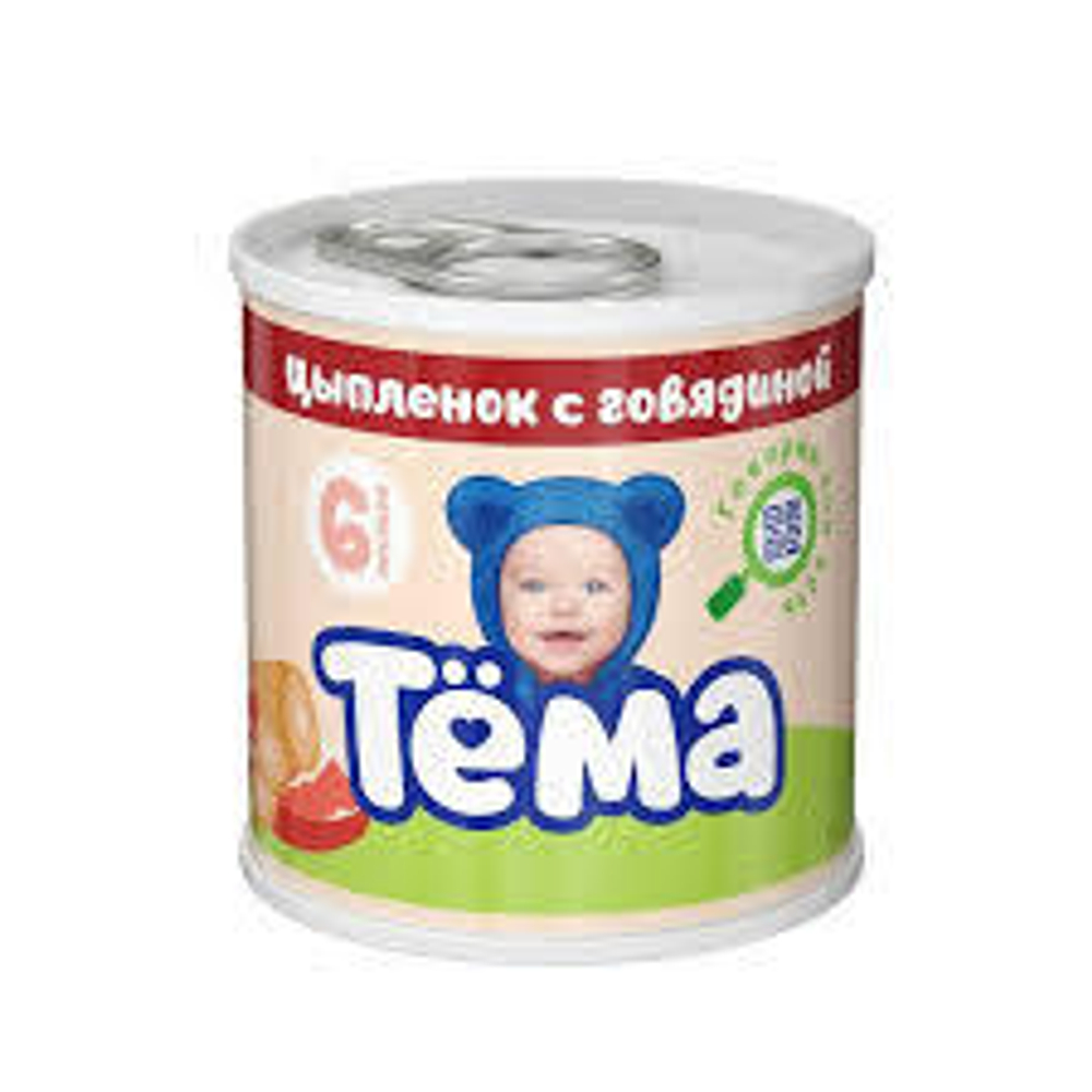 Пюре Тема 90г мясо цыпленка с говядиной