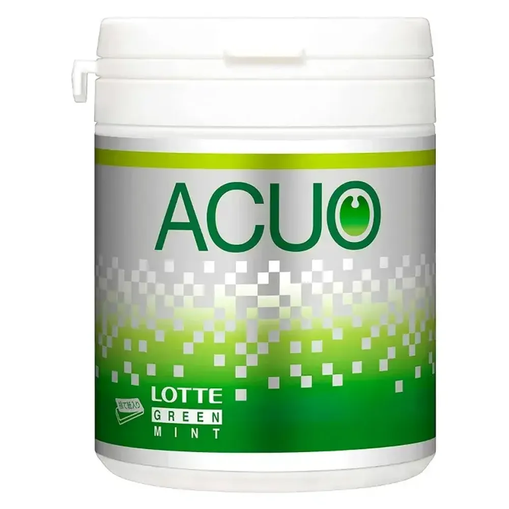 Жевательная резинка ACUO Clear Green Mint Bottle зелёная мята, Lotte, 140г