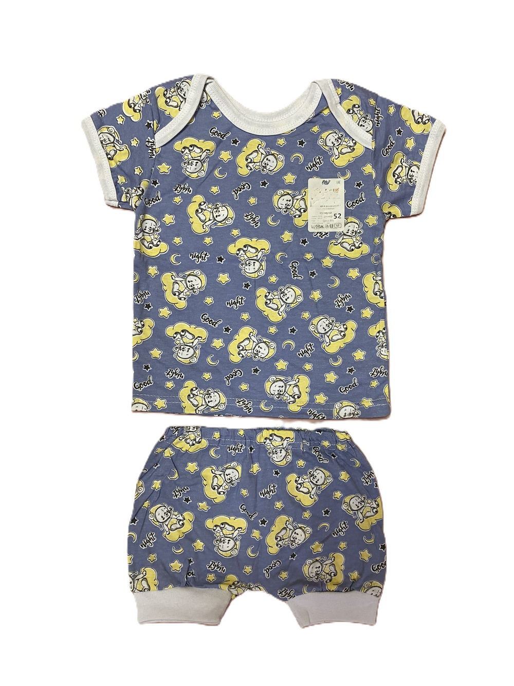 Костюм из 2х предметов (футболка-лодочка с коротким рукавом и трусы на памперс) из кулирки (100% хлопок) на рост 80 см