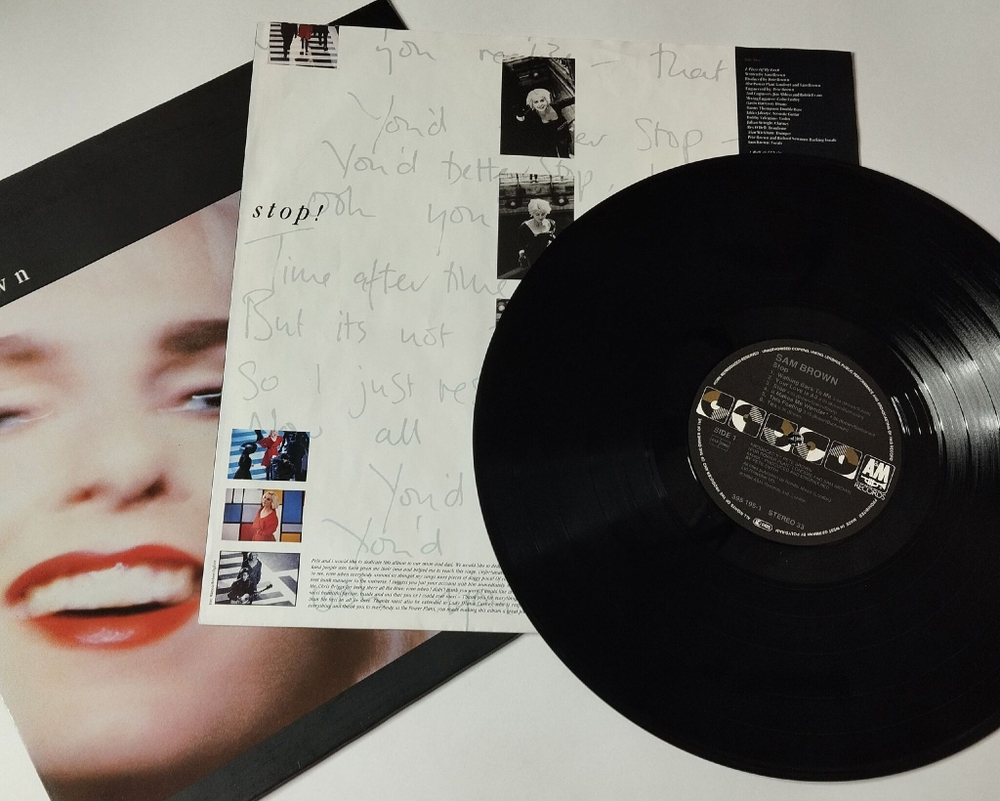 Винтажная виниловая пластинка LP Sam Brown Stop (Germany 1988)