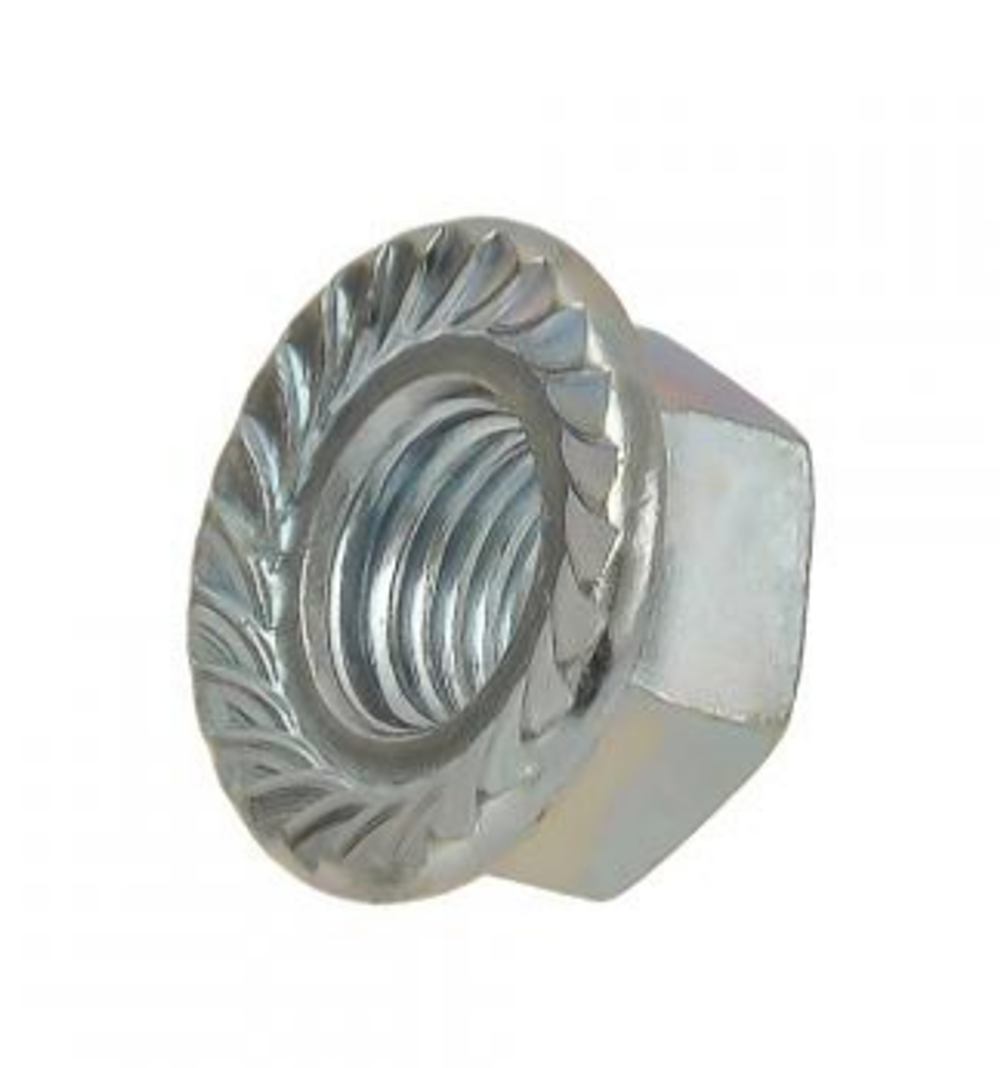 Гайка 10х1.50 с зубчастым буртиком ключ15 (DIN692 31015)