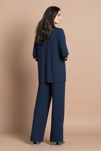 Женственная пижама классического силуэта из легкой вискозной ткани (Размер: L) (Цвет: синий)