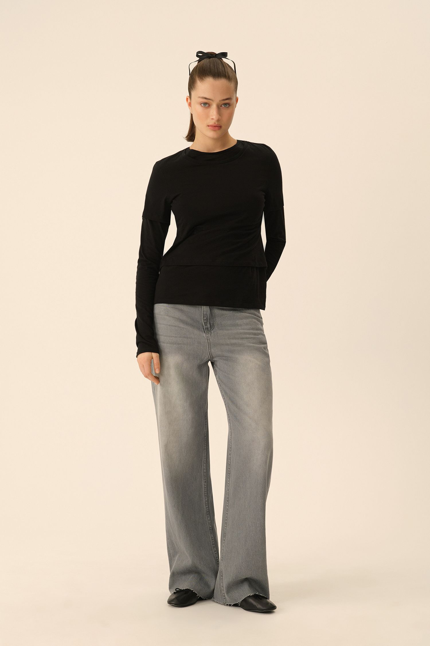 Лонгслив с футболкой (Ballet princess), черный