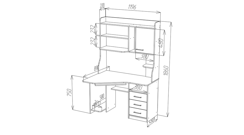 Стол компьютерный 25 (нов.уп) крафт светлый