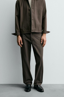 ZARA БРЮКИ-ДЖОГГЕРЫ ИЗ ТЕХНИЧЕСКОЙ ТКАНИ, КОРИЧНЕВЫЙ