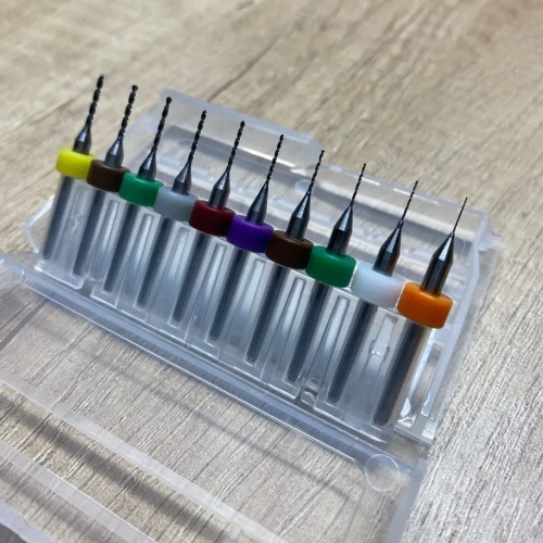 Набор микро сверел для печатных плат 0,3 - 1,2 мм, 10шт. Микросверла для печатных плат и ювелирных работ для гравера и мини дрели