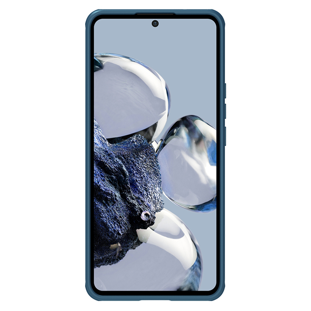 Усиленный двухкомпонентный чехол синего цвета от Nillkin для Xiaomi 12T Pro, серия Super Frosted Shield Pro
