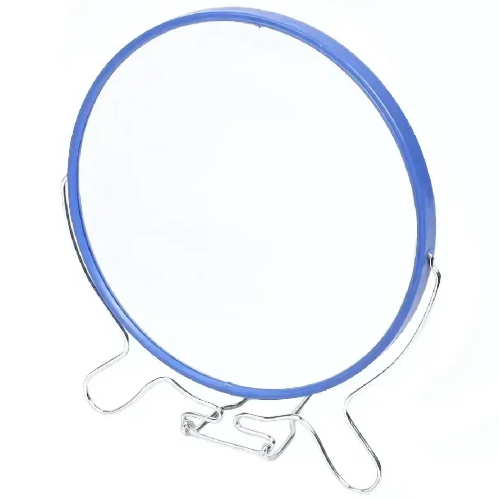 Зеркало настольное в металлической оправе «Практика» круг, подвесное двойное d-19,5 см