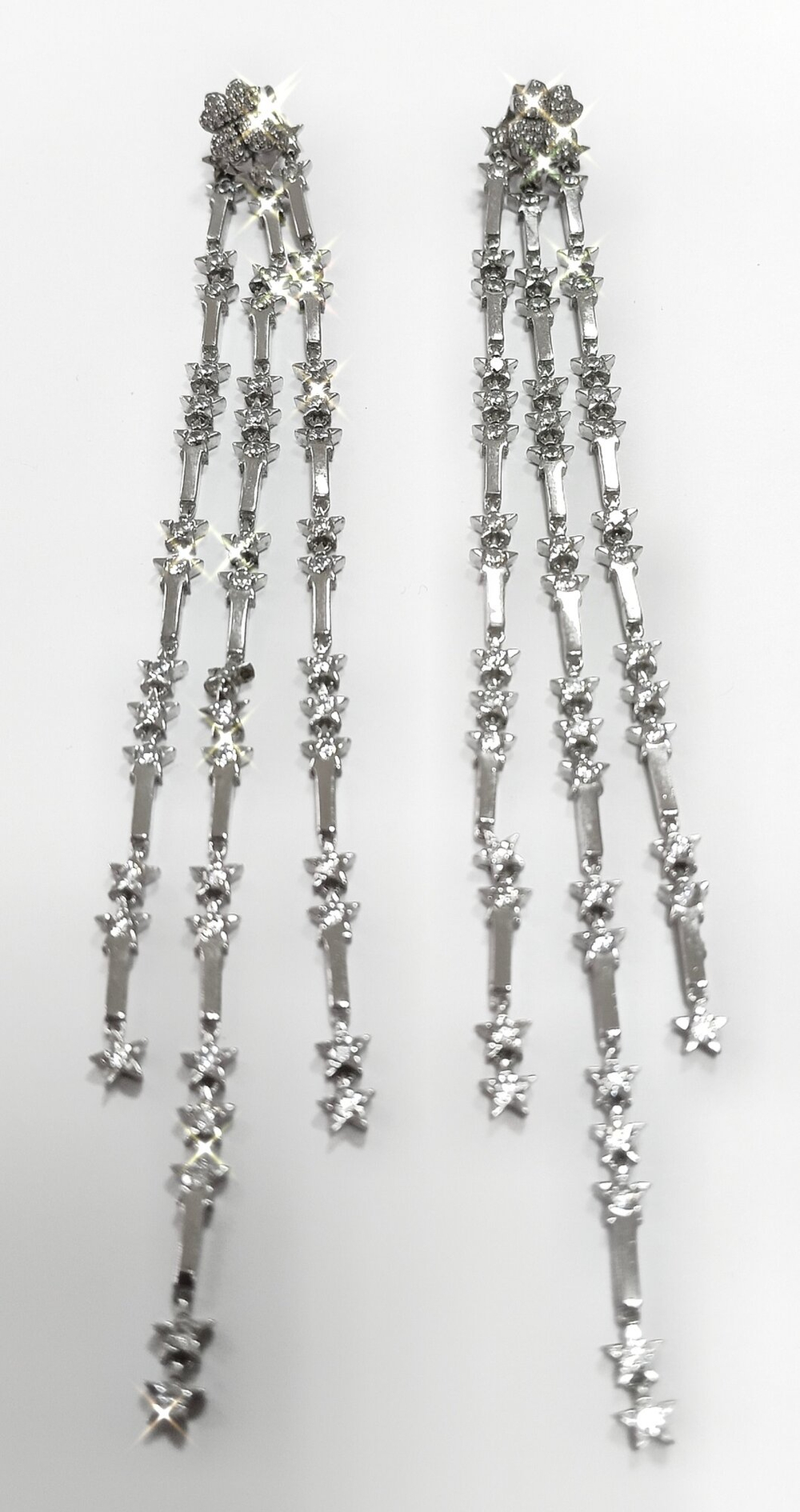 Ювелирные серьги-пусеты из серебра с подвесами,вставка фианиты