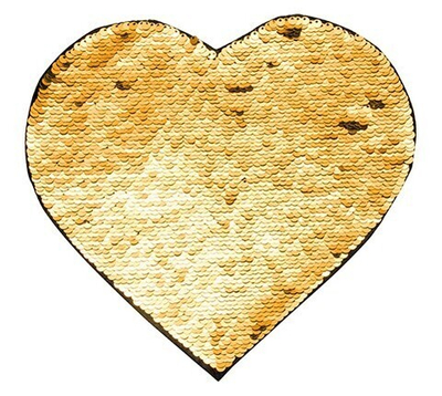 Патч с Пайетками самоклейка Сердце 19x22см (Золотой/Белый)