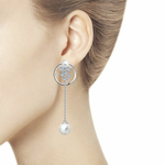 Серьги из серебра 925 пробы с Жемчуг Swarovski и 12 Фианит