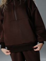 Костюм с эко-мехом шоколадного цвета unisex