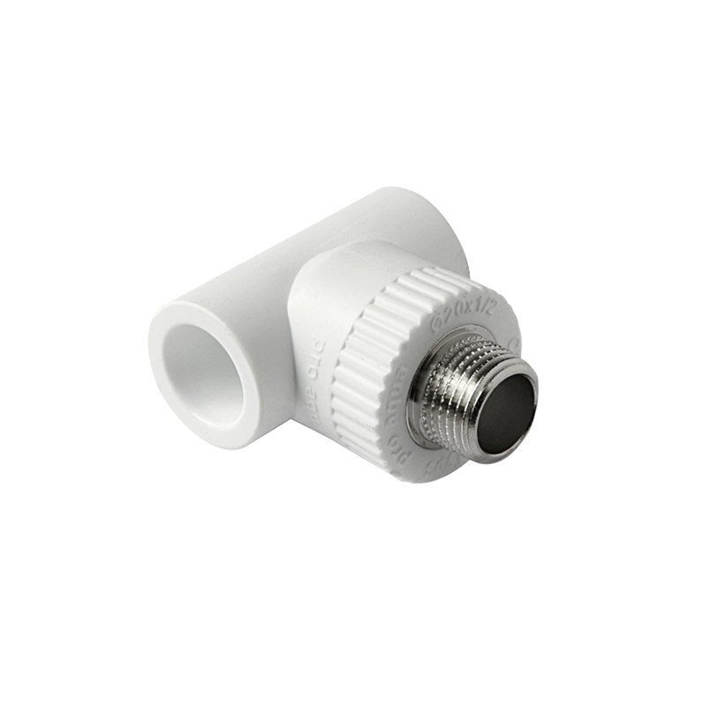 Тройник комбинированный ПП 20-3/4'' PN 25, с наружной резьбой, белый, Pro Aqua PA25010P