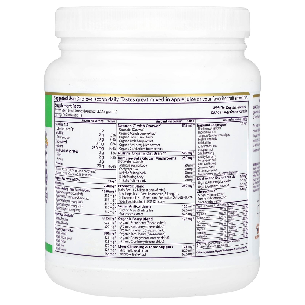 Paradise Herbs, белок и зелень, с ванильным вкусом, 454 г (16 унций)