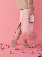 ЮБКА САТИНОВАЯ С ПЕРЬЯМИ PINK