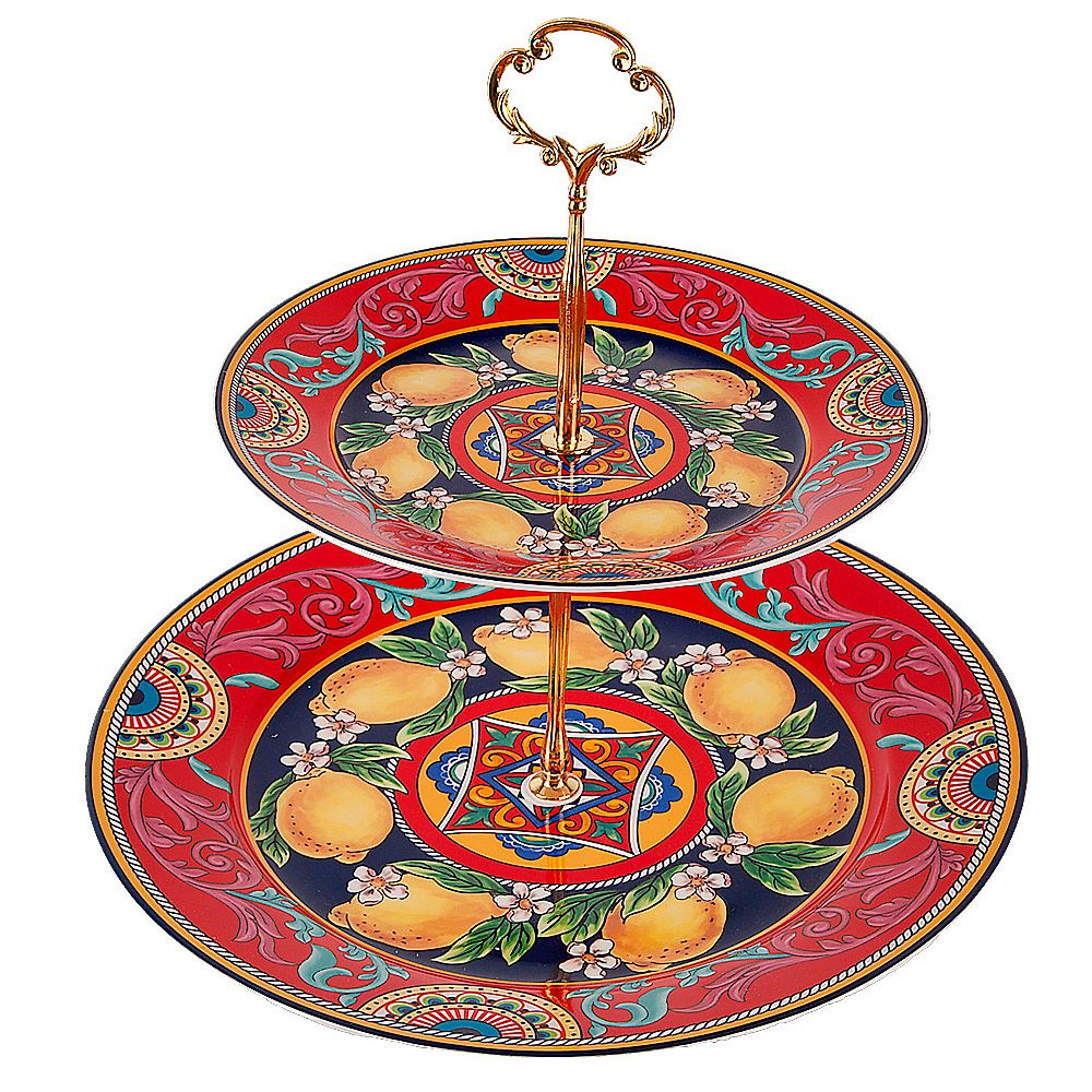 Фруктовница 2-х ярусная " Fruttissimo" d=27/19см h=24,5см (фарфор) (подарочная упаковка)