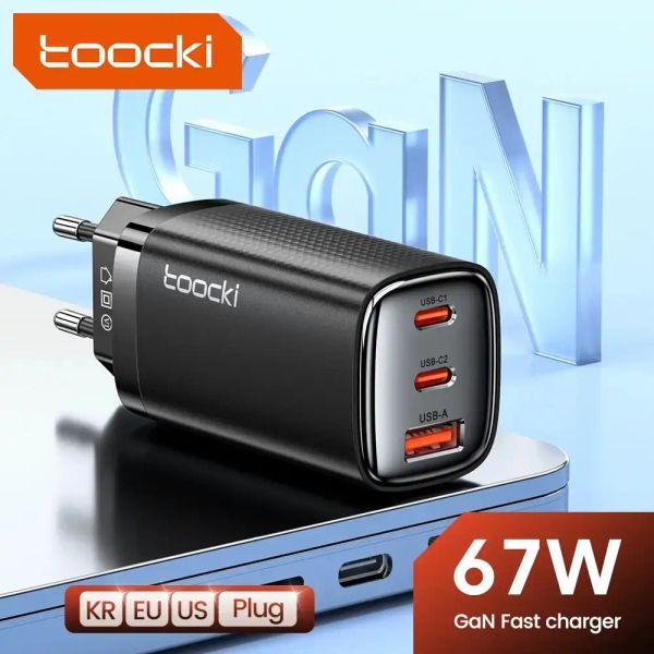Адаптер питания Toocki 67Вт GAN Fast Charger (2 Type-C + USB-A) Фиолетовый