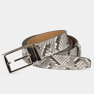 Ремень мужской кожаный из натурального питона ширина 35мм со стальной пряжкой