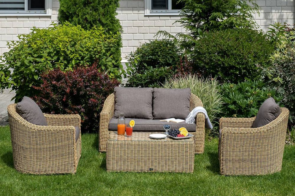 "Кон Панна" диван из искусственного ротанга двухместный, цвет соломенный