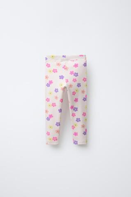 ZARA ЛЕГИНСЫ В РУБЧИК С ПРИНТОМ, ЦВЕТ МАЛЬВЫ