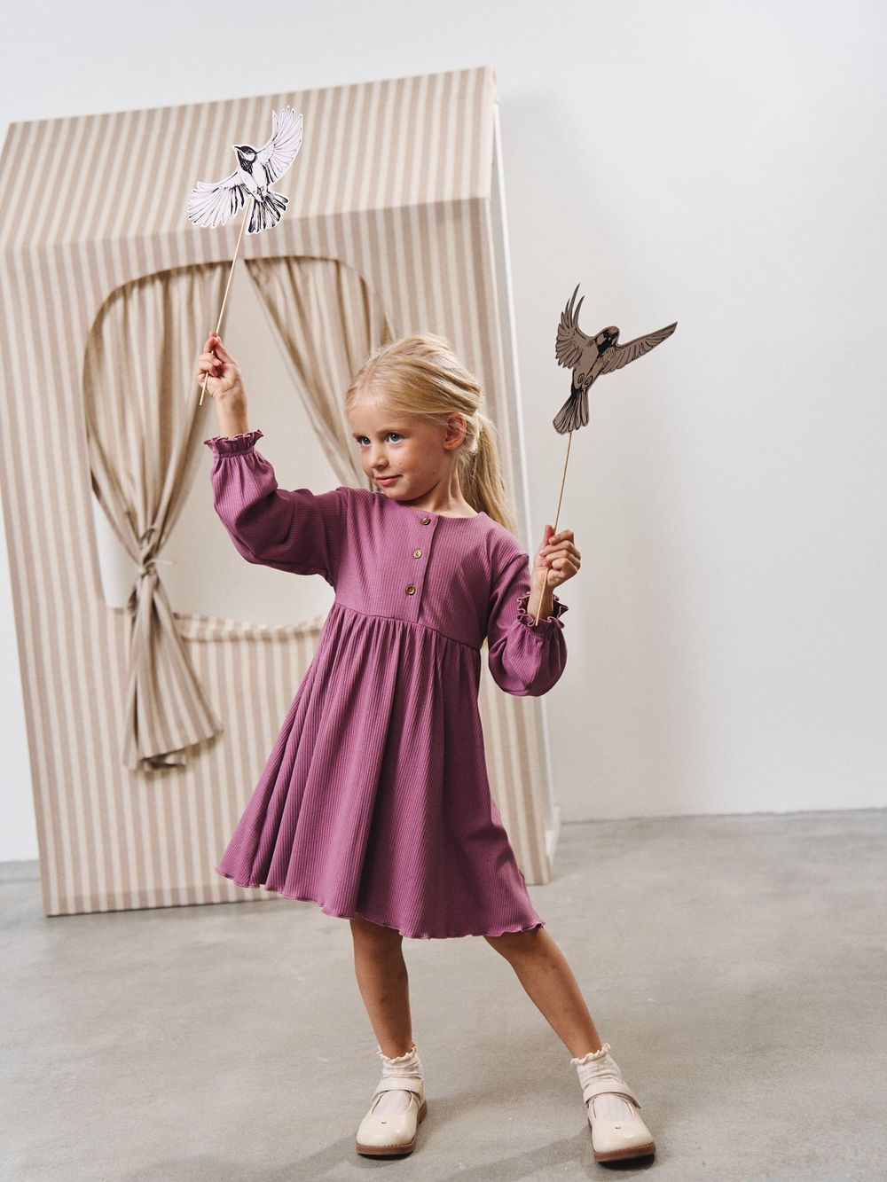 Платье в рубчик для девочки "Орхидея"