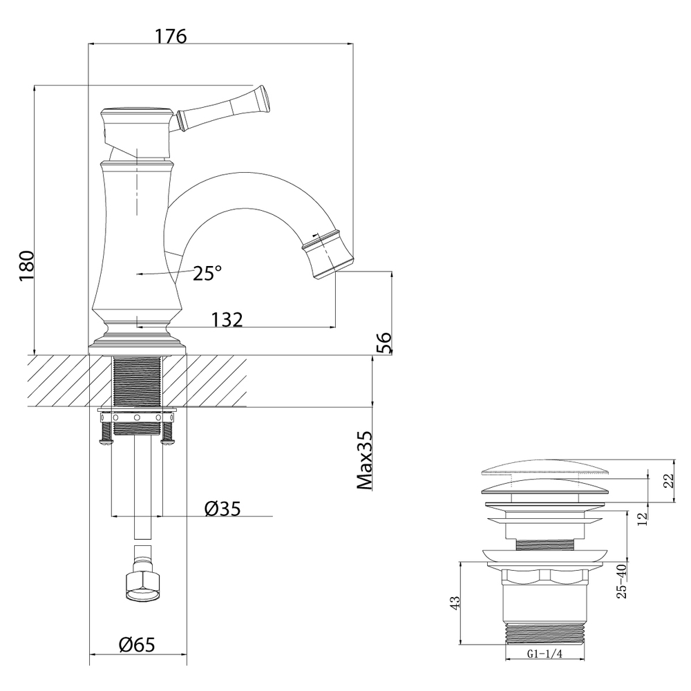 LM6306RB Перетто Смеситель для умывальника монолитный, черная бронза (к/к 10)