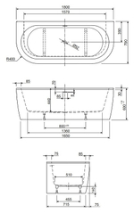 Акриловая ванна Cezares Slim 180x79 SLIM WALL-180-80-60-W37-SET без гидромассажа