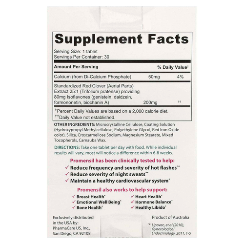 Promensil, менопауза, 30 таблеток