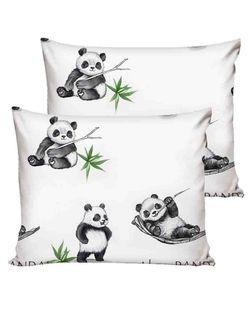 Постельное белье перкаль Сказка "Панды" евро Наволочка 50х70 см 2 шт Простынь на резинке 180x200 см Пододеяльник 200x215 см