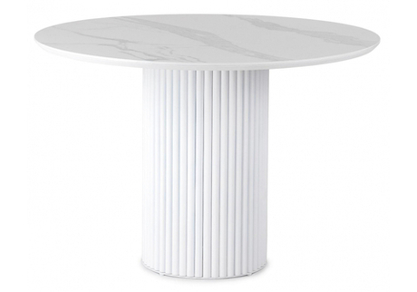 Керамический стол Woodville Барел 110 patagonoa bianco repose, белый, ножки белые