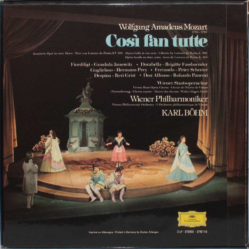 Gundula Janowitz, Brigitte Fassbaender, Wiener Philharmoniker, Karl Bohm / Wolfgang Amadeus Mozart: Cosi Fan Tutte (3LP)