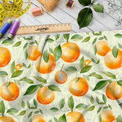 Ткань премиум шелк искусственный Армани акварельные апельсины