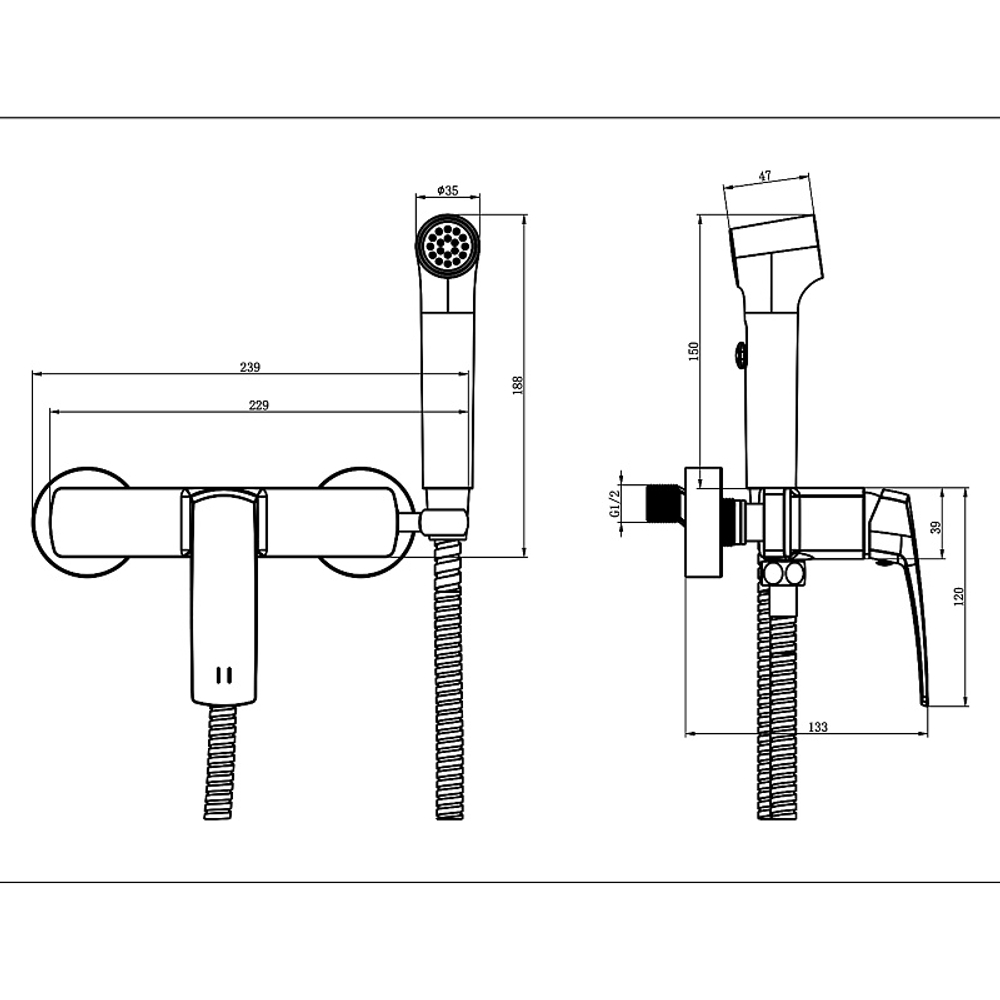 Гигиенический душ Azario Conda со смесителем, керамический картридж, шланг 150 см, золото матовое (AZ-K2511MG)