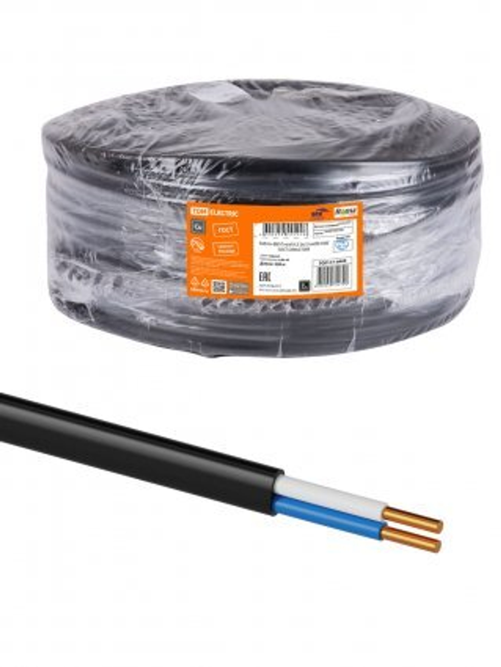 Кабель ВВГ нг (А) LS - 2х1,5 ГОСТ ок(N)-0,66 (200м) NKZ–A0U3Т05XN2S1.5N