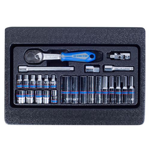 KING TONY (9-2526MR) Набор торцевых головок 1/4" с принадлежностями, ложемент, 26 предметов