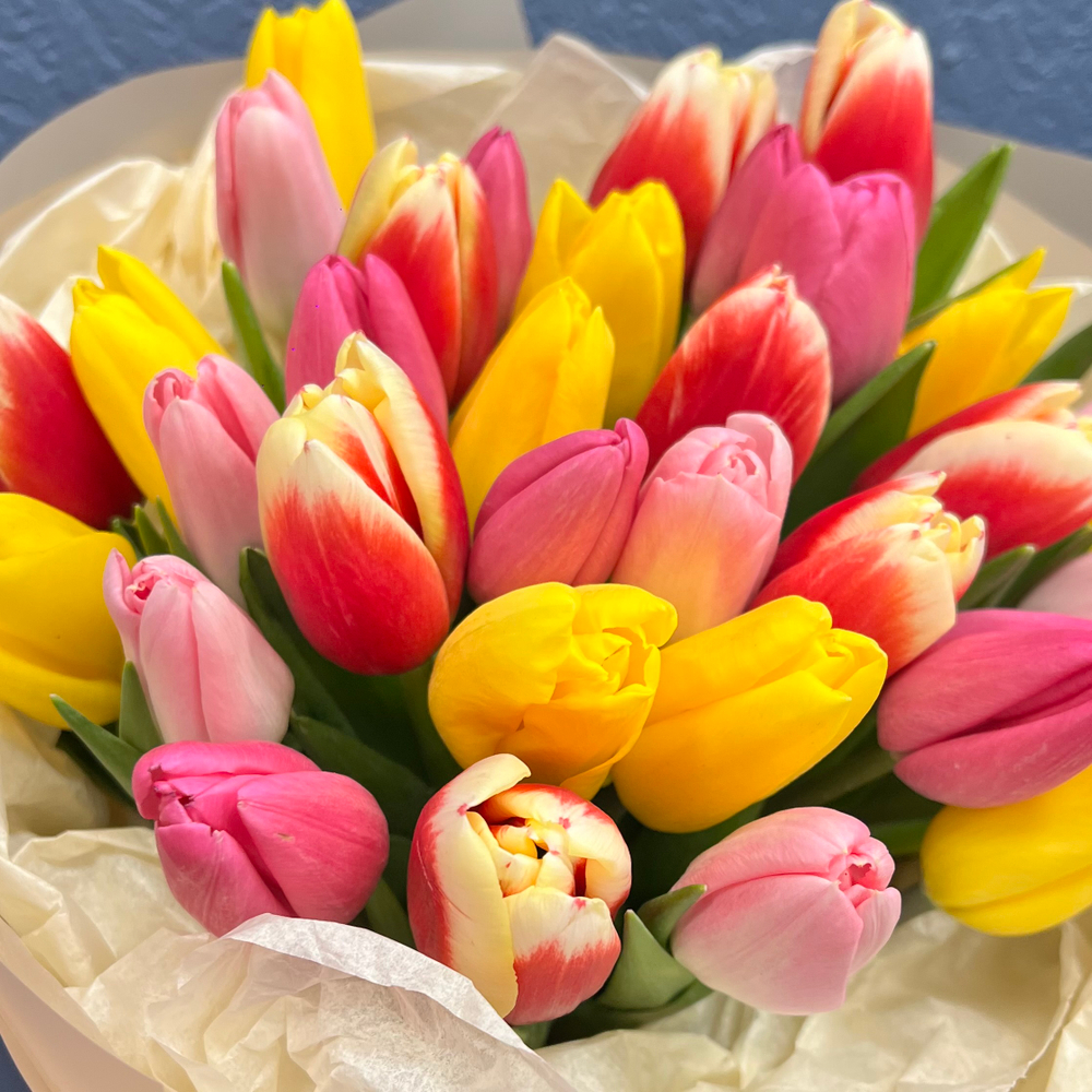 Букет свежих тюльпанов микс