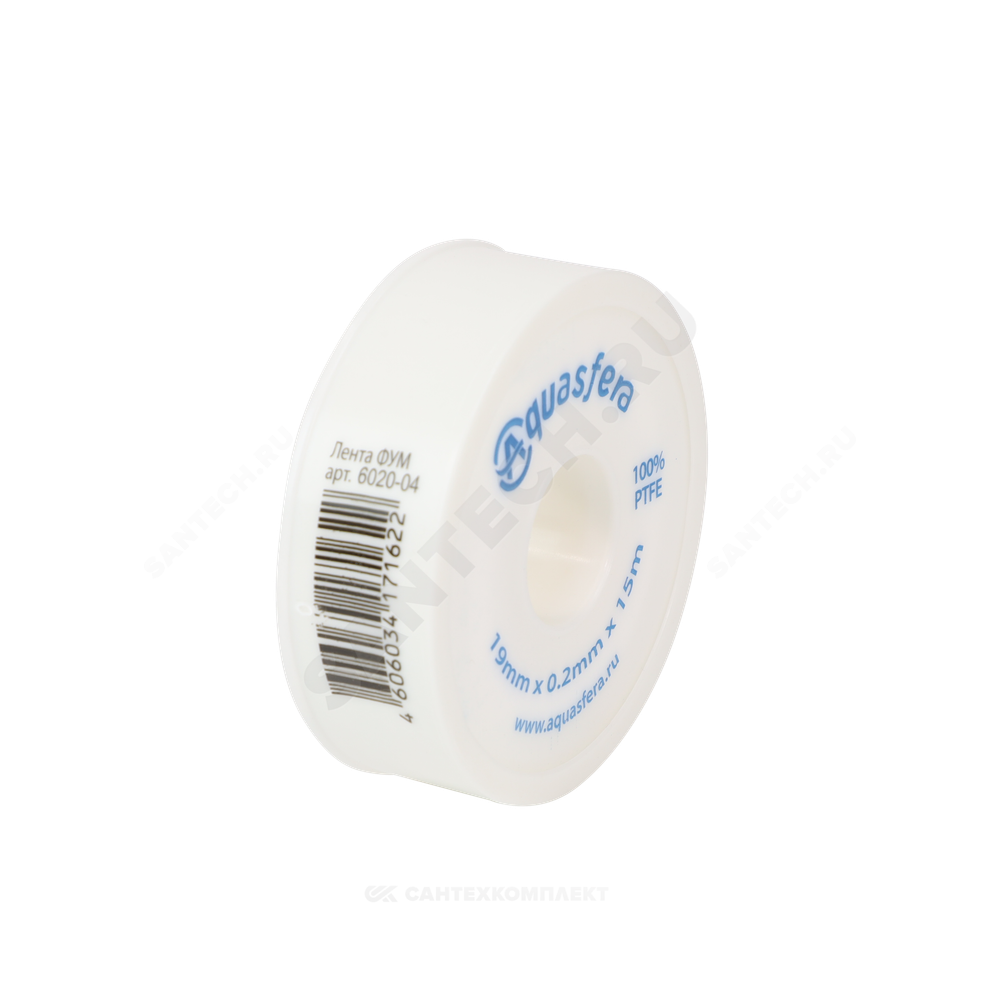 Лента ФУМ PTFE 6020 19ммх0,2ммх15м катушка среда: вода Aquasfera 6020-04