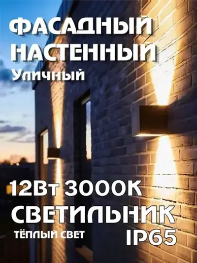 Светильник уличный фасадный архитектурный 12Вт 3000К IP65 металлический черный RINIMA