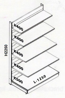 Стеллаж пристенный 1250 модуль (5 полок)